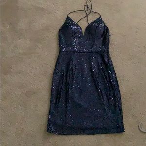 Blue sparkly hello molly tight mini dress